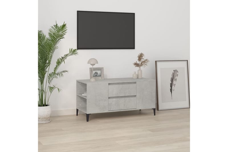 beBasic Tv-bänk betonggrå 102x44,5x50 cm konstruerat trä - Grey - Möbler - Tv möbel & mediamöbel - TV bänk & mediabänk