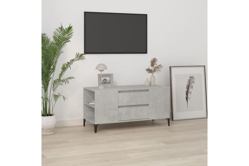 beBasic Tv-bänk betonggrå 102x44,5x50 cm konstruerat trä - Grey - TV bänk & mediabänk