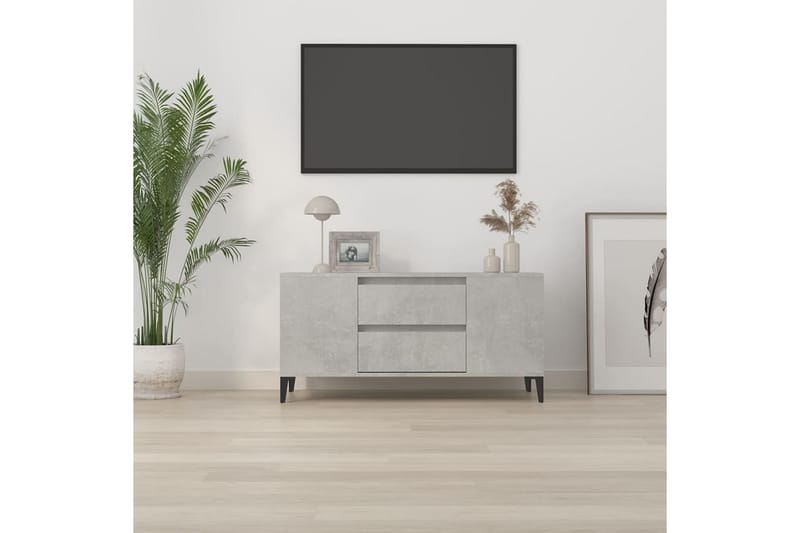 beBasic Tv-bänk betonggrå 102x44,5x50 cm konstruerat trä - Grey - Möbler - Tv möbel & mediamöbel - TV bänk & mediabänk