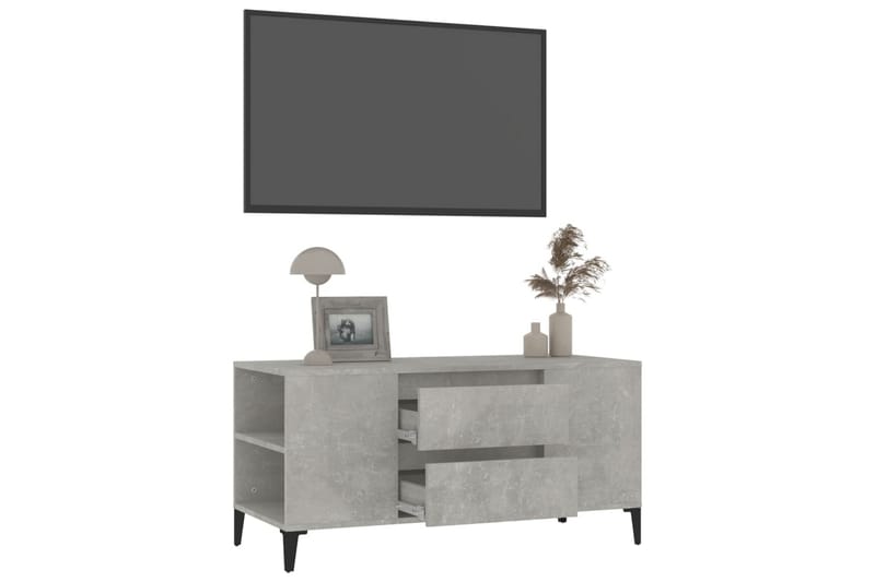 beBasic Tv-bänk betonggrå 102x44,5x50 cm konstruerat trä - Grey - TV bänk & mediabänk