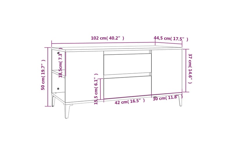 beBasic Tv-bänk betonggrå 102x44,5x50 cm konstruerat trä - Grey - Möbler - Tv möbel & mediamöbel - TV bänk & mediabänk