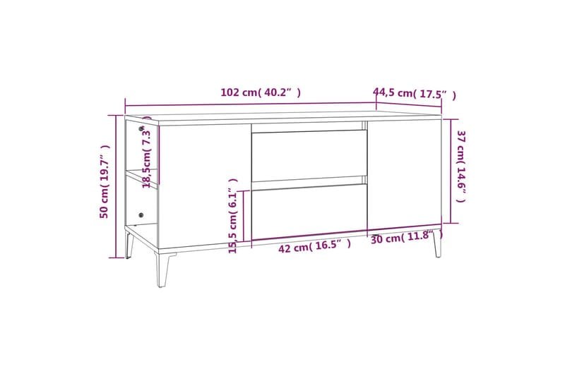 beBasic Tv-bänk betonggrå 102x44,5x50 cm konstruerat trä - Grey - TV bänk & mediabänk