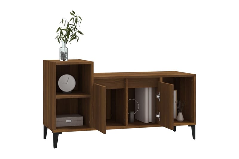 beBasic Tv-bänk brun ek 100x35x55 cm konstruerat trä - Brown - Möbler - Tv möbel & mediamöbel - TV bänk & mediabänk