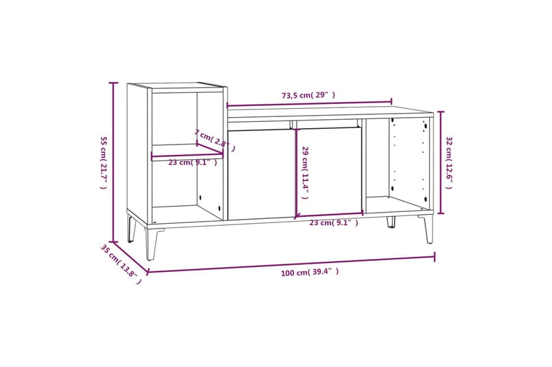 beBasic Tv-bänk brun ek 100x35x55 cm konstruerat trä - Brown - Möbler - Tv möbel & mediamöbel - TV bänk & mediabänk
