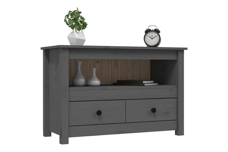 beBasic Tv-bänk grå 79x35x52 cm massiv furu - Grey - Möbler - Tv möbel & mediamöbel - TV bänk & mediabänk