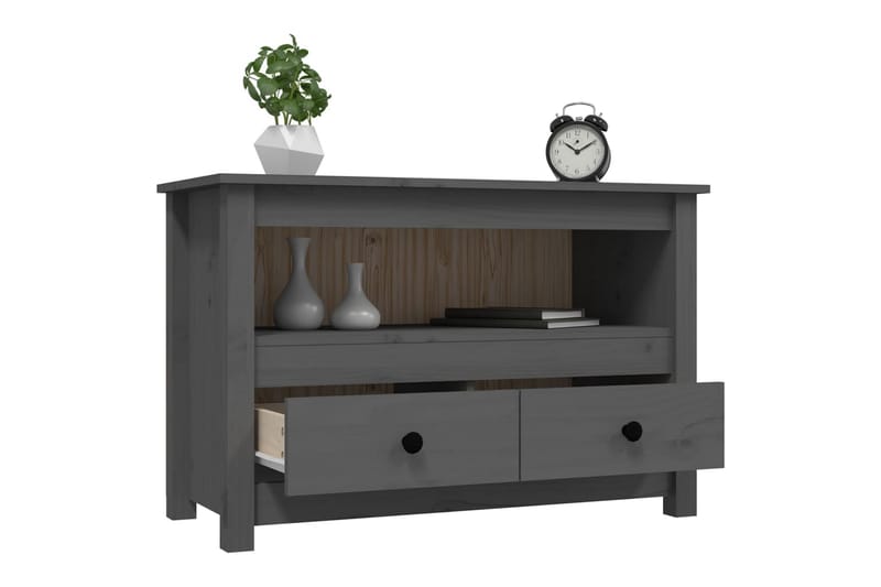 beBasic Tv-bänk grå 79x35x52 cm massiv furu - Grey - TV bänk & mediabänk