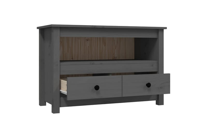 beBasic Tv-bänk grå 79x35x52 cm massiv furu - Grey - TV bänk & mediabänk