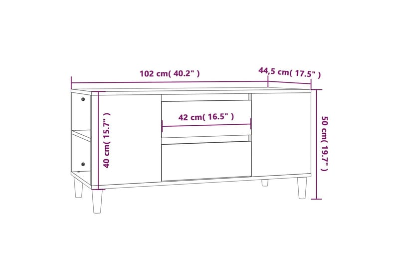 beBasic Tv-bänk grå sonoma 102x44,5x50 cm konstruerat trä - Grey - TV bänk & mediabänk