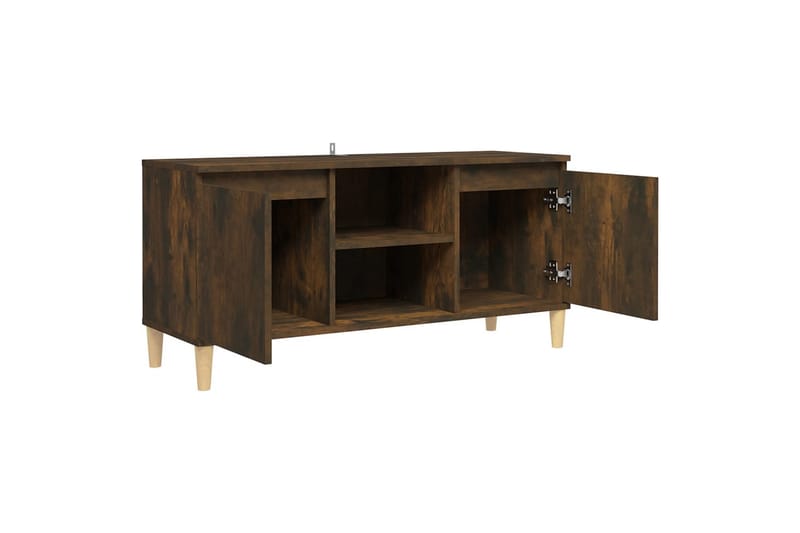 beBasic TV-bänk med massiva träben rökfärgad ek 103,5x35x50 cm - Brown - Möbler - Tv möbel & mediamöbel - TV bänk & mediabänk