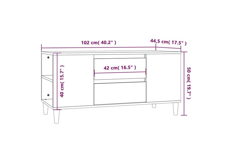 beBasic Tv-bänk rökfärgad ek 102x44,5x50 cm konstruerat trä - Brown - Möbler - Tv möbel & mediamöbel - TV bänk & mediabänk