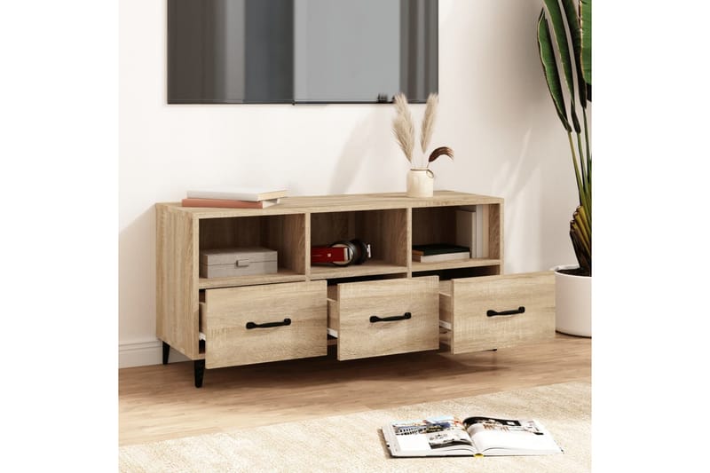 beBasic Tv-bänk sonoma-ek 102x35x50 cm konstruerat trä - Brown - Möbler - Tv möbel & mediamöbel - TV bänk & mediabänk