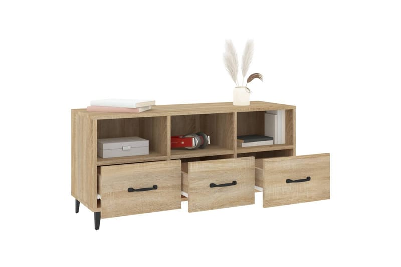 beBasic Tv-bänk sonoma-ek 102x35x50 cm konstruerat trä - Brown - Möbler - Tv möbel & mediamöbel - TV bänk & mediabänk