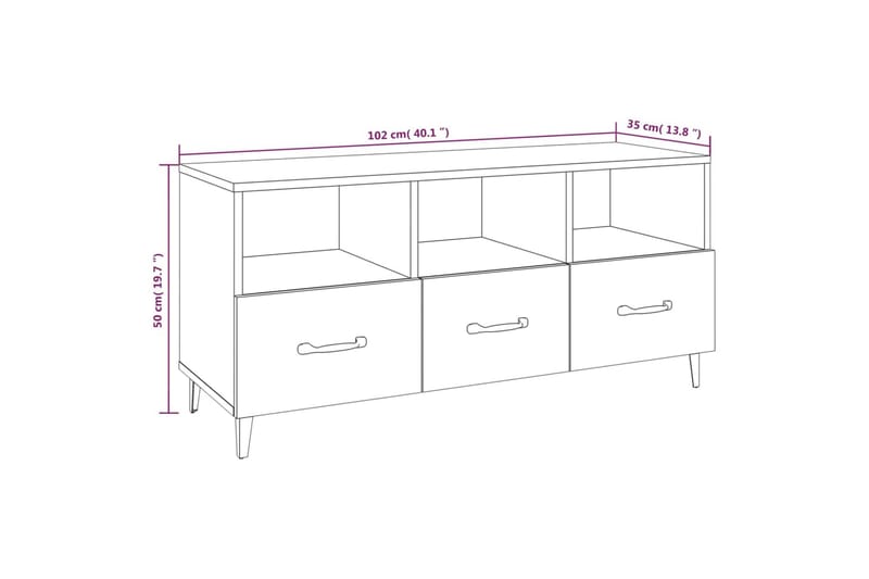 beBasic Tv-bänk sonoma-ek 102x35x50 cm konstruerat trä - Brown - Möbler - Tv möbel & mediamöbel - TV bänk & mediabänk