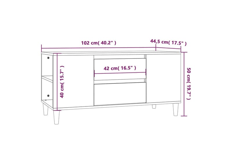 beBasic Tv-bänk sonoma-ek 102x44,5x50 cm konstruerat trä - Brown - Möbler - Tv möbel & mediamöbel - TV bänk & mediabänk