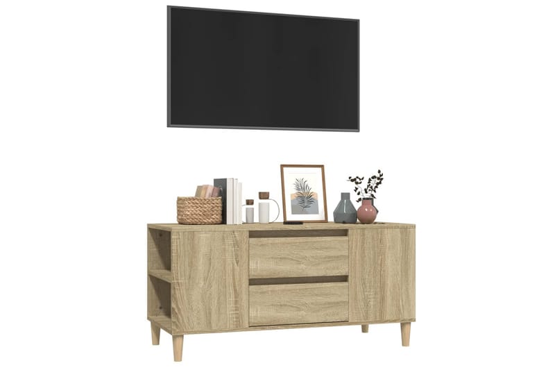 beBasic Tv-bänk sonoma-ek 102x44,5x50 cm konstruerat trä - Brown - TV bänk & mediabänk