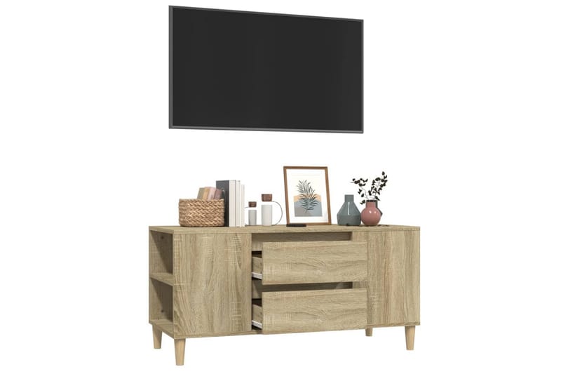 beBasic Tv-bänk sonoma-ek 102x44,5x50 cm konstruerat trä - Brown - TV bänk & mediabänk