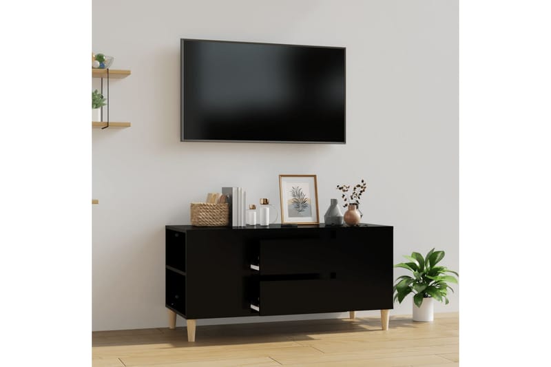 beBasic Tv-bänk svart 102x44,5x50 cm konstruerat trä - Black - Möbler - Tv möbel & mediamöbel - TV bänk & mediabänk