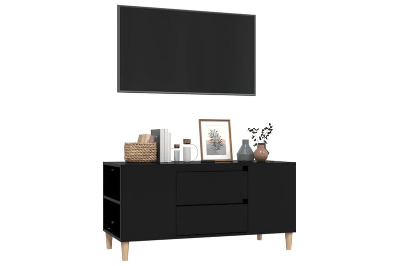 beBasic Tv-bänk svart 102x44,5x50 cm konstruerat trä - Black - Möbler - Tv möbel & mediamöbel - TV bänk & mediabänk