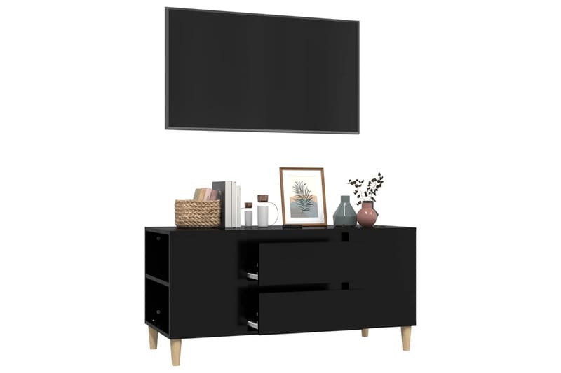 beBasic Tv-bänk svart 102x44,5x50 cm konstruerat trä - Black - Möbler - Tv möbel & mediamöbel - TV bänk & mediabänk