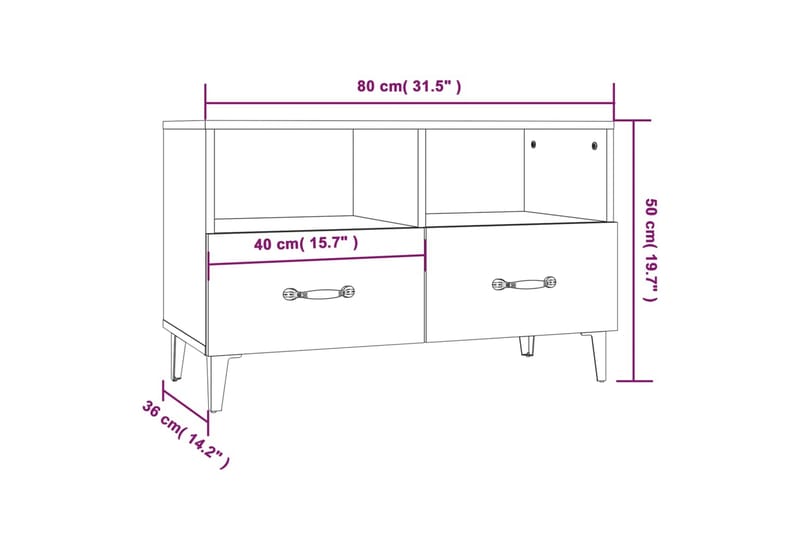 beBasic Tv-bänk svart 80x36x50 cm konstruerat trä - Black - TV bänk & mediabänk