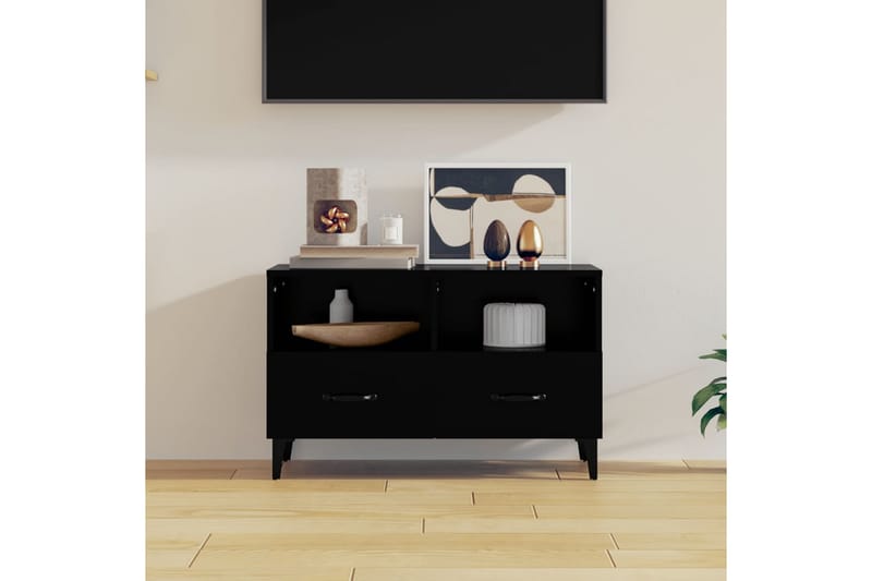 beBasic Tv-bänk svart 80x36x50 cm konstruerat trä - Black - TV bänk & mediabänk