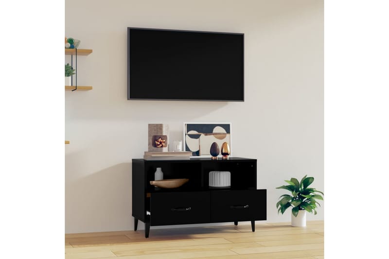 beBasic Tv-bänk svart 80x36x50 cm konstruerat trä - Black - TV bänk & mediabänk