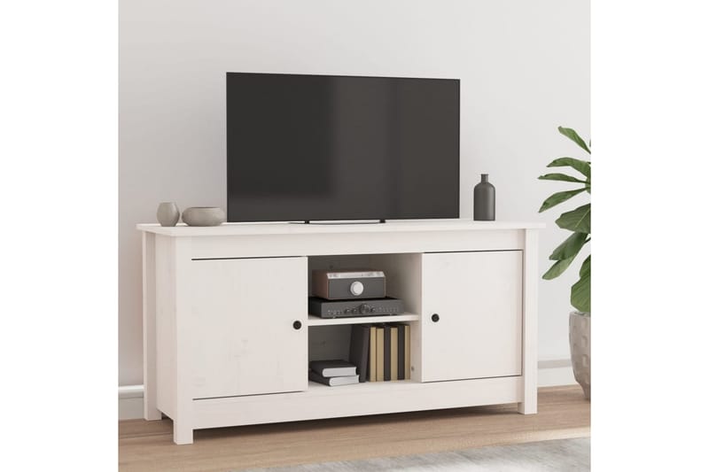 beBasic Tv-bänk vit 103x36,5x52 cm massiv furu - White - Möbler - Tv möbel & mediamöbel - TV bänk & mediabänk