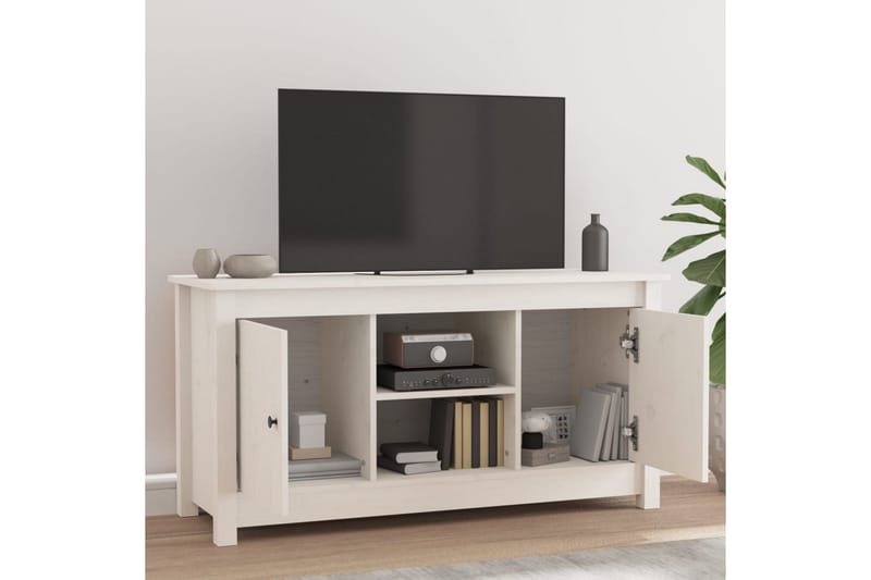 beBasic Tv-bänk vit 103x36,5x52 cm massiv furu - White - Möbler - Tv möbel & mediamöbel - TV bänk & mediabänk