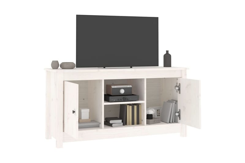 beBasic Tv-bänk vit 103x36,5x52 cm massiv furu - White - Möbler - Tv möbel & mediamöbel - TV bänk & mediabänk