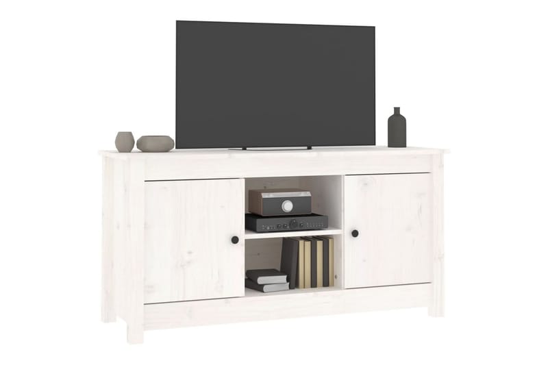 beBasic Tv-bänk vit 103x36,5x52 cm massiv furu - White - Möbler - Tv möbel & mediamöbel - TV bänk & mediabänk
