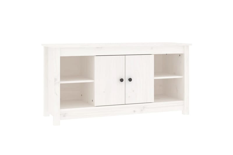 beBasic Tv-bänk vit 103x36,5x52 cm massiv furu - White - TV bänk & mediabänk