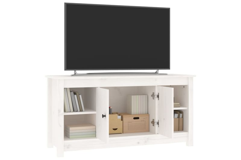 beBasic Tv-bänk vit 103x36,5x52 cm massiv furu - White - TV bänk & mediabänk