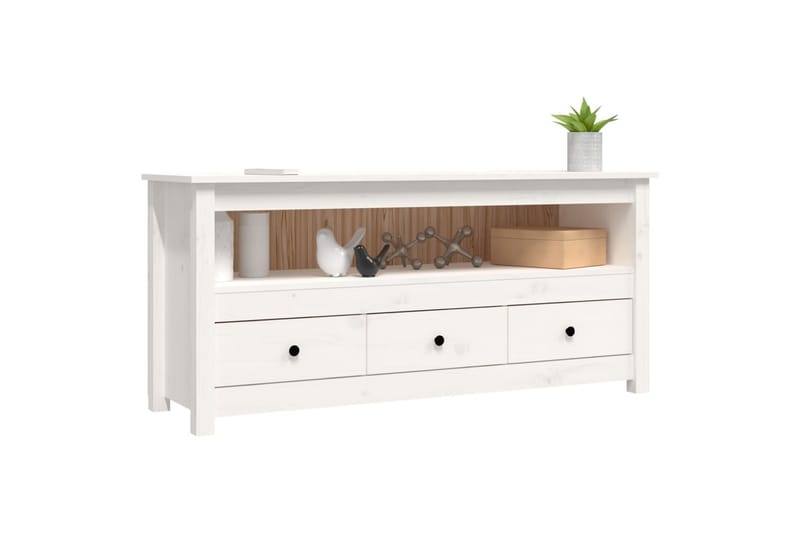 beBasic Tv-bänk vit 114x35x52 cm massiv furu - White - Möbler - Tv möbel & mediamöbel - TV bänk & mediabänk