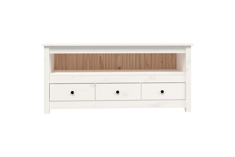 beBasic Tv-bänk vit 114x35x52 cm massiv furu - White - Möbler - Tv möbel & mediamöbel - TV bänk & mediabänk