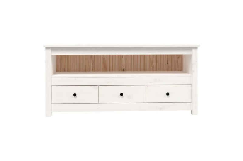 beBasic Tv-bänk vit 114x35x52 cm massiv furu - White - TV bänk & mediabänk