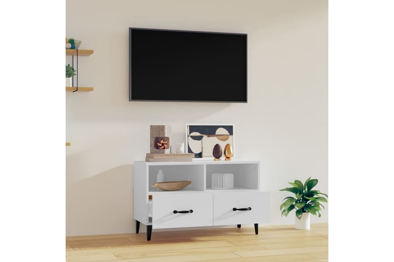 beBasic Tv-bänk vit 80x36x50 cm konstruerat trä - White - TV bänk & mediabänk