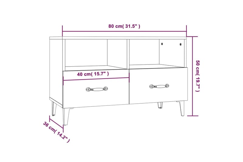 beBasic Tv-bänk vit 80x36x50 cm konstruerat trä - White - TV bänk & mediabänk