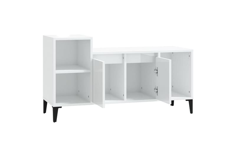 beBasic Tv-bänk vit högglans 100x35x55 cm konstruerat trä - White - TV bänk & mediabänk