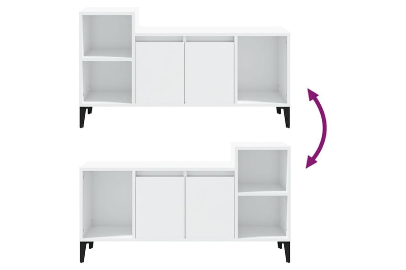 beBasic Tv-bänk vit högglans 100x35x55 cm konstruerat trä - White - Möbler - Tv möbel & mediamöbel - TV bänk & mediabänk