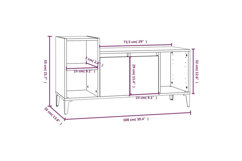 beBasic Tv-bänk vit högglans 100x35x55 cm konstruerat trä - White - Möbler - Tv möbel & mediamöbel - TV bänk & mediabänk