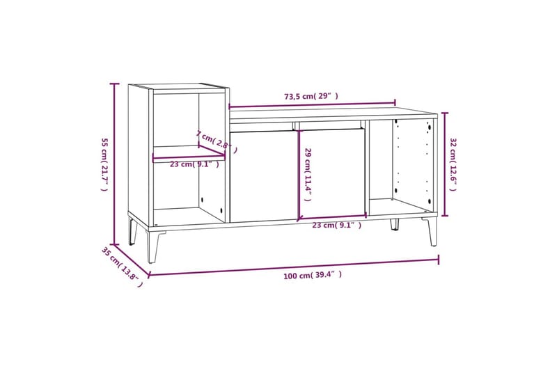 beBasic Tv-bänk vit högglans 100x35x55 cm konstruerat trä - White - TV bänk & mediabänk