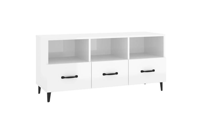 beBasic Tv-bänk vit högglans 102x35x50 cm konstruerat trä - White - TV bänk & mediabänk