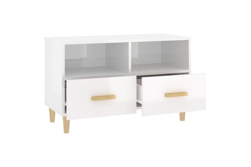 beBasic Tv-bänk vit högglans 80x36x50 cm konstruerat trä - White - Möbler - Tv möbel & mediamöbel - TV bänk & mediabänk