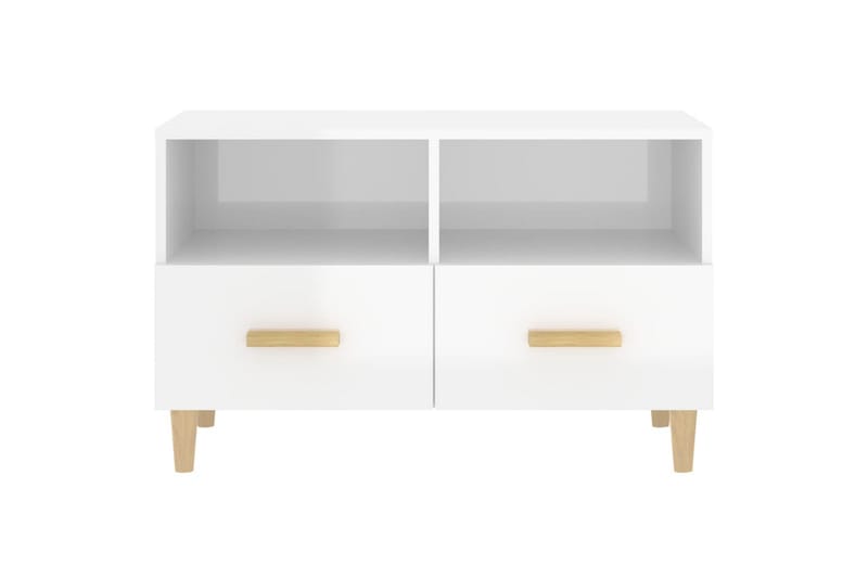 beBasic Tv-bänk vit högglans 80x36x50 cm konstruerat trä - White - Möbler - Tv möbel & mediamöbel - TV bänk & mediabänk