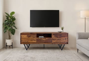 Belano TV-bänk 160 cm Industriell stil - Varmbrun med svarta ben - Möbler - Tv möbel & mediamöbel - TV bänk & mediabänk