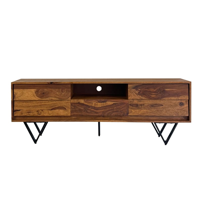 Belano TV-bänk 160 cm Industriell stil - Varmbrun med svarta ben - Möbler - Tv möbel & mediamöbel - TV bänk & mediabänk