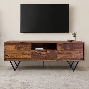 Belano TV-bänk 160 cm Industriell stil - Varmbrun med svarta ben - Möbler - Tv möbel & mediamöbel - TV bänk & mediabänk