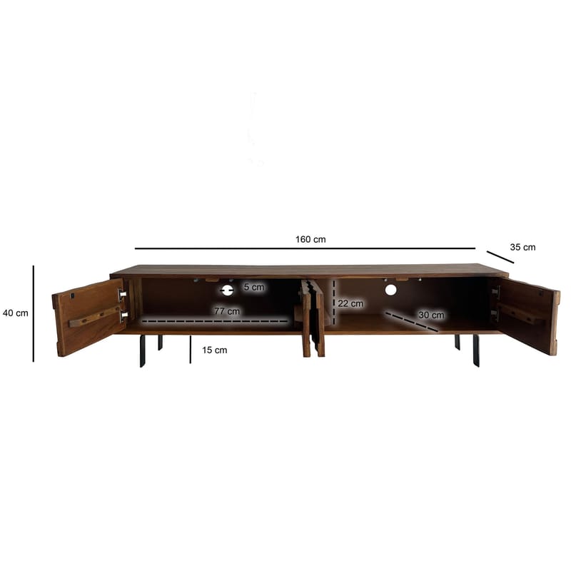 Belara TV-bänk 160 cm 3D-mönster - varm ljusbrun och svarta ben - Möbler - Tv möbel & mediamöbel - TV bänk & mediabänk