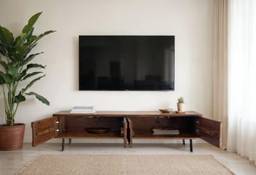 Belara TV-bänk 160 cm 3D-mönster - varm ljusbrun och svarta ben - Möbler - Tv möbel & mediamöbel - TV bänk & mediabänk