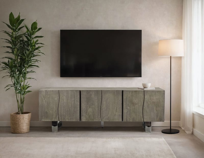 Belela TV-bänk 160 cm - rökgrå och krom - Möbler - Tv möbel & mediamöbel - TV bänk & mediabänk